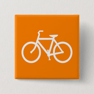 Weißes und oranges Fahrrad Button