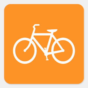 Weißes und oranges Fahrrad Quadratischer Aufkleber