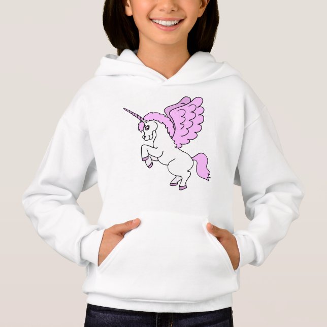 Weißes und rosa Einhorn Hoodie (Vorderseite)