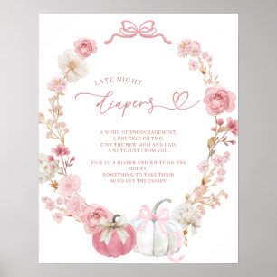 Weißes und rosa Kürbis-Spätspulenposter Poster