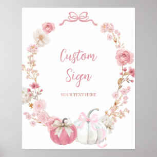 Weißes und rosa Kürbiscreme, maßgeschneidertes Sch Poster