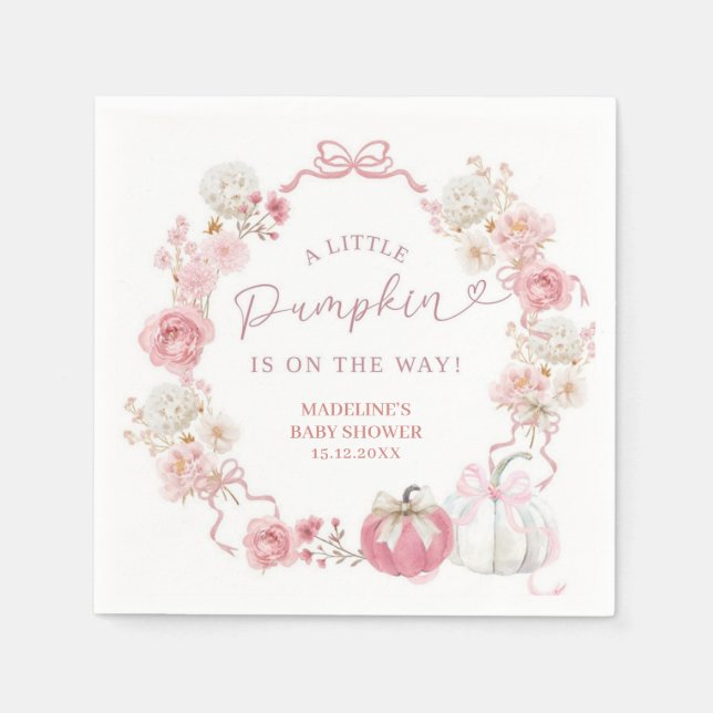 Weißes und rosa Kürbispapier Napkins Serviette (Vorderseite)