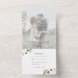 Weißes und rosa Magnolia Blumengebäck Foto All In One Einladung