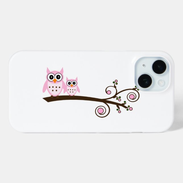 Weißes und rosa Thema Owl Case-Mate iPhone Hülle (Rückseite (Horizontal))