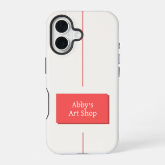 Weißes und rotes Design mit Ihrem Text iPhone 16 Hülle