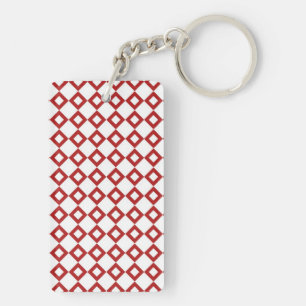 Weißes und rotes Diamantmuster Schlüsselanhänger