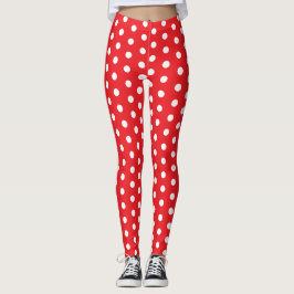 Weißes und rotes Tupfenmuster Leggings