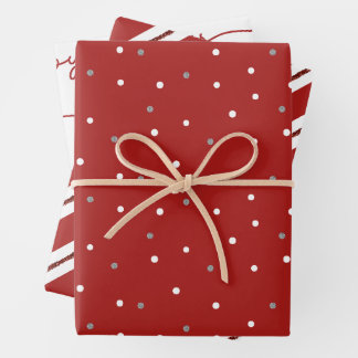 Weißes und rotes Weihnachtsweihnachtswrapping Geschenkpapier Set