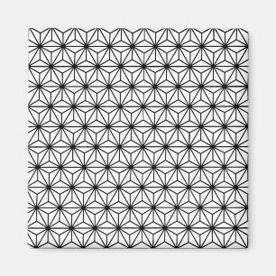 Weißes und schwarzes Art Deco Dreiecke-Muster Magnet