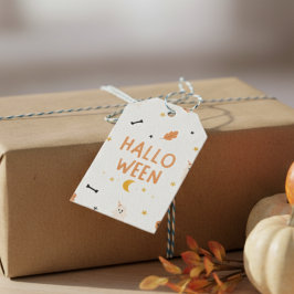 Weißes und Schwarzes einfaches Halloween Geschenkanhänger