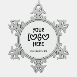 Weißes und schwarzes Geschäftslogo-Website Schneeflocken Zinn-Ornament