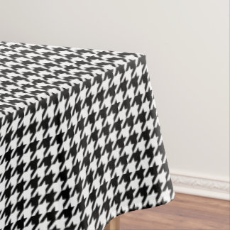 Weißes und schwarzes Houndstooth-Muster Tischdecke