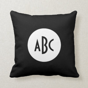 Weißes und schwarzes Kreis-Monogramm Kissen