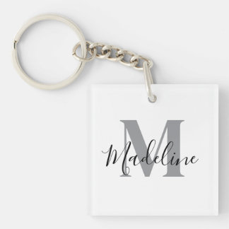Weißes und schwarzes Monogramm Elegant Schlüsselanhänger
