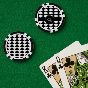 Weißes und schwarzes Rautenmuster Pokerchips