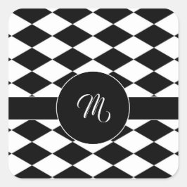 Weißes und schwarzes Rautenmuster Quadratischer Aufkleber