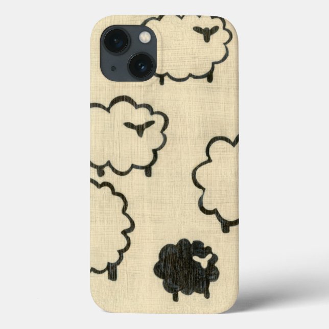 Weißes und schwarzes Schaf auf Creme Hintergrund Case-Mate iPhone Hülle (Rückseite)