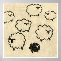 Weißes und schwarzes Schaf auf Creme Hintergrund