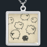 Weißes und schwarzes Schaf auf Creme Hintergrund Versilberte Kette<br><div class="desc">Hat dein Kind Schwierigkeiten zu schlafen? Lassen Sie sie die weißen und schwarzen Schafe in diesem Druck von Chariklia Zarris zählen. Ein wunderbares Stück,  das elegant in seiner Einfachheit ist. Bestellen Sie noch heute Ihren Ausdruck!</div>