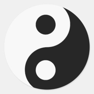 Weißes und schwarzes Yin und Yang Symbol Runder Aufkleber