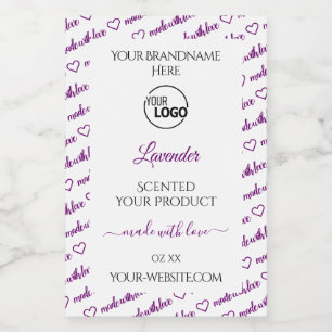 Weißes und violettes Wortwolken-Produktlabel mit L Lebensmitteletikett