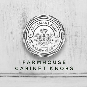 Weißes Vintages, handGezeichnet Seifenbad Keramikknauf