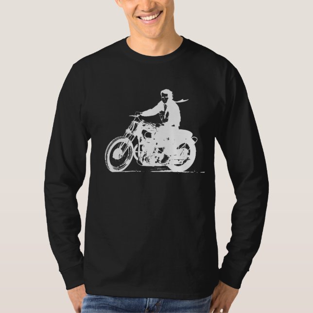 Weißes Vintages Motorrad - einfacher Klassiker T-Shirt (Vorderseite)