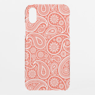 Weißes Vintages Paisley-Muster korallenroter Hinte iPhone XR Hülle