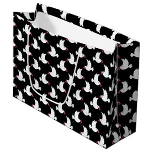 Weißes Vogel-Brustkrebs-Bewusstseinsmuster Große Geschenktüte