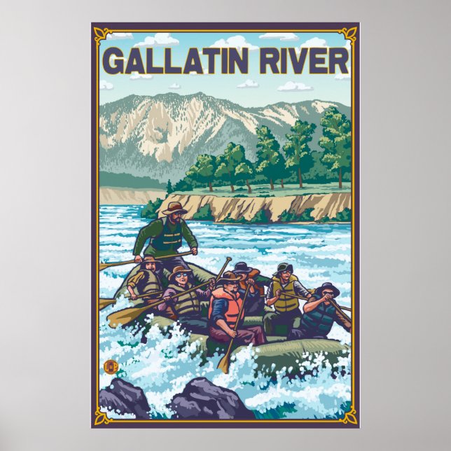Weißes Wasser - Fluss Gallatin, Montana Poster (Vorne)