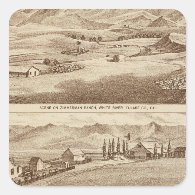 Weißes Wasser, Saucelito Ranches Quadratischer Aufkleber (Vorderseite)