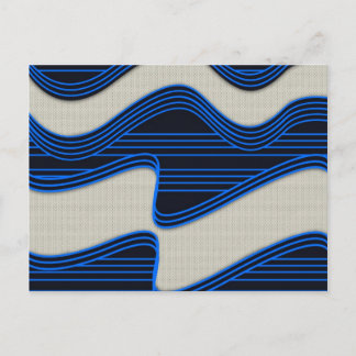 Weißes Wave Fabric Blaue Neonlinien Bild drucken Postkarte