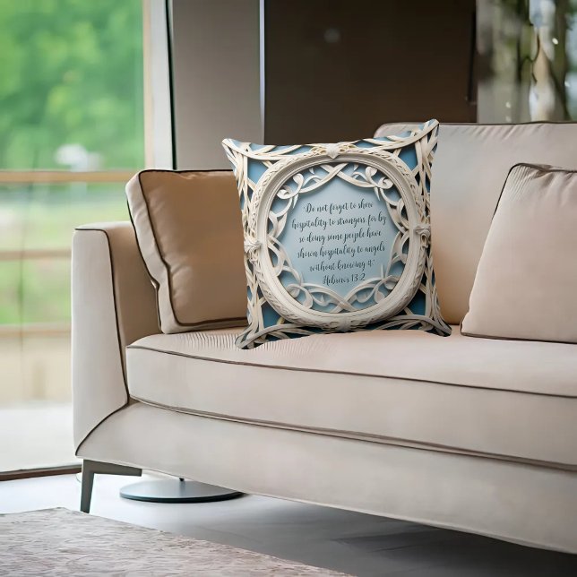 Weißes Webelrahmen mit individualisierbaren Versen Kissen (Von Creator hochgeladen)