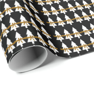 Weißes Weihnachtsbaum Wrapping Paper Black Geschenkpapier