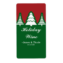 Weißes Weihnachtsbäume Weihnachtsfeier Weinlabel