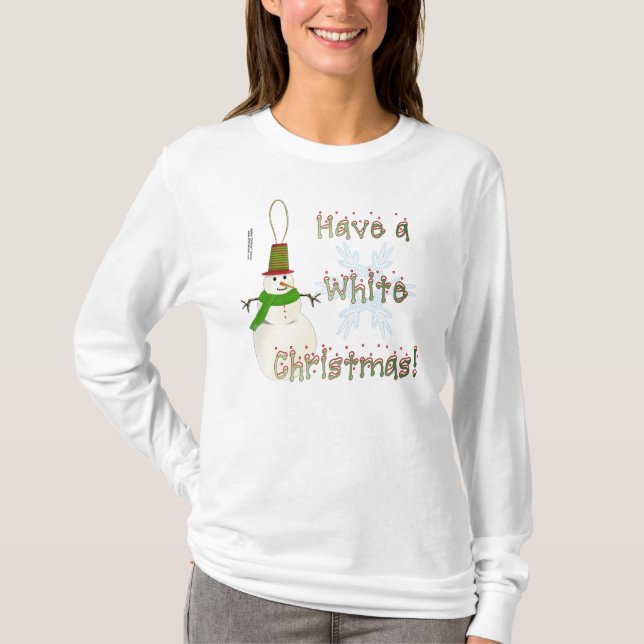 Weißes Weihnachtsdamen-langes Hülsen-Shirt T-Shirt (Vorderseite)