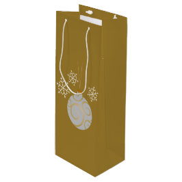 Weißes Weihnachtsflitter und -schneeflocken Geschenktüte Für Weinflaschen