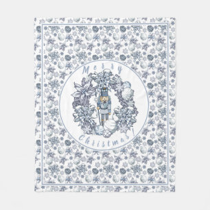 Weißes Weihnachtsnussknacker-Kranz Fleecedecke