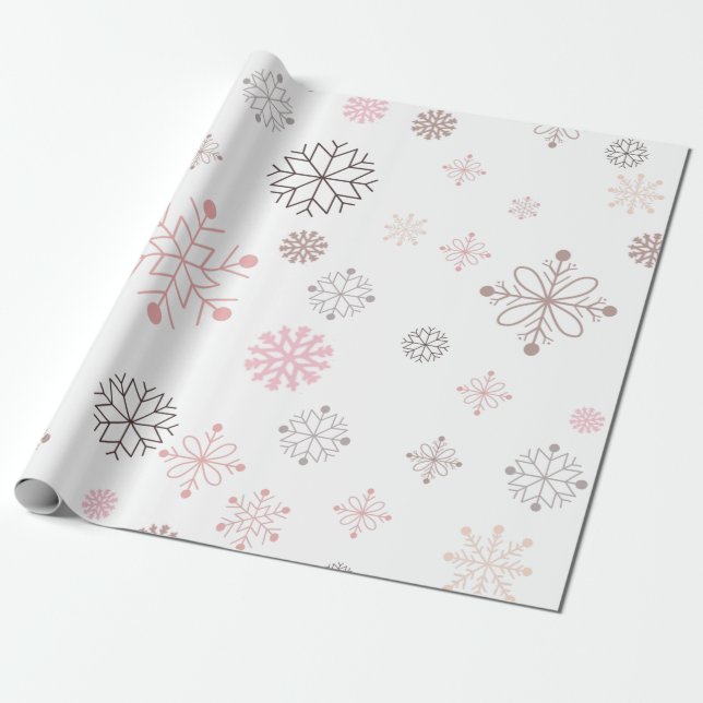 Weißes Weihnachtsschneeflocken Geschenkpapier (Ungerollt)