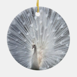 Weißes Weihnachtsweiße Pfau-Verzierungen Keramik Ornament