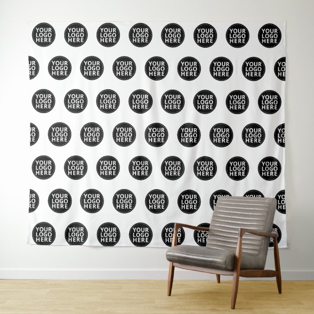 Weißes wiederholendes Geschäftslogo Wandteppich (Beispiel (Horizontal))