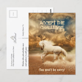 Weißes Wildpferd durch die Wüste - Sammelbar Postkarte