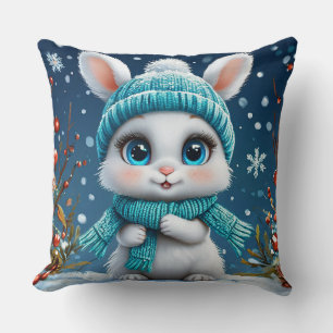 ❄️ Weißes Winterhasen Kuscheldekoration Geschenk � Kissen