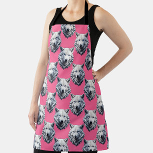 Weißes Wolfskopf-Musterdesign Rosa  Schürze