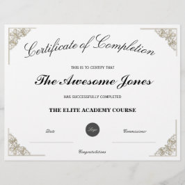 Weißes Zertifikat mit benutzerdefiniertem Logo