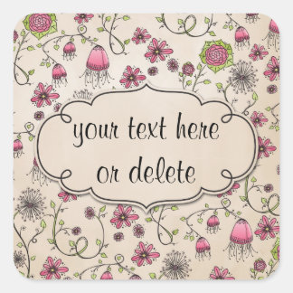 weißfarbene Blume auf Beige Quadratischer Aufkleber