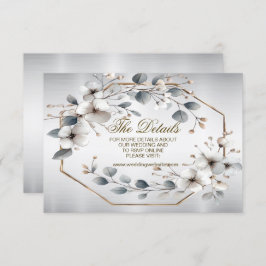 Weißfarbene Blume Golden Frame Silber Aquamarin Begleitkarte