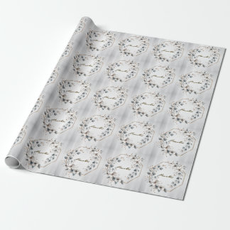 Weißfarbene Blume Golden Frame Silber Aquamarin Geschenkpapier