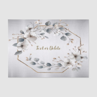 Weißfarbene Blume Golden Frame Silber Aquamarin Seidenpapier
