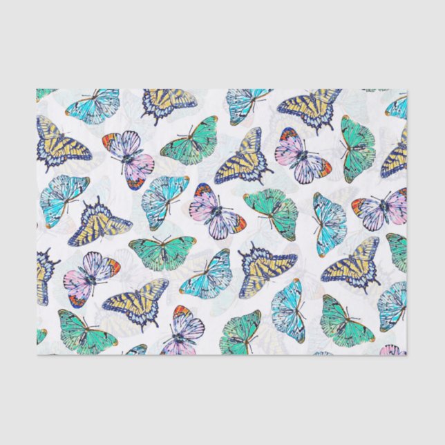 Weißfarbene Schmetterlinge Seidenpapier (Vorderseite)